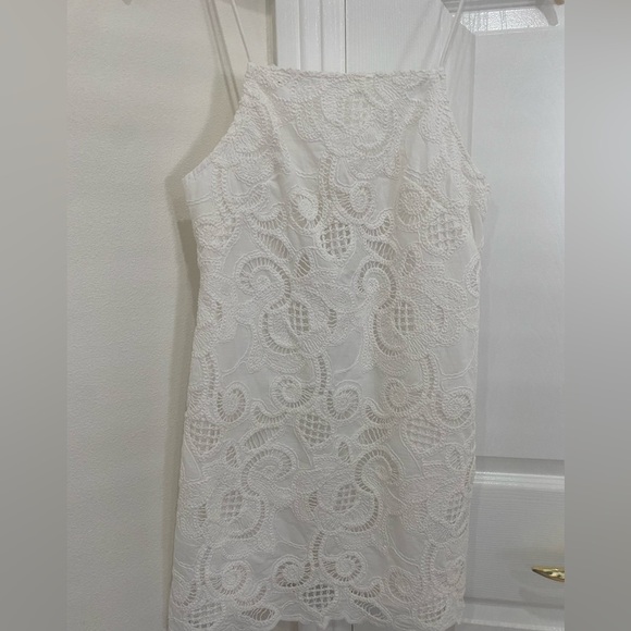 Linen embroidered lace dress - Picture 1 of 6